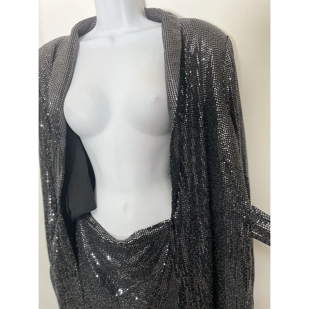 NEW SILVER SHINY JUMPSUIT PLAYSUIT Size 1X B13 - Picture 6 of 9